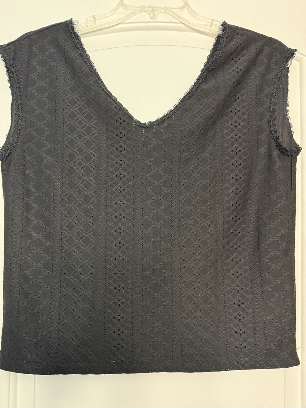 SHEIN Black Eyelet V-Neck Camisole